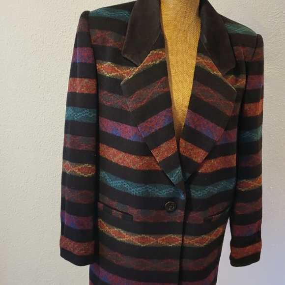 Braetan vintage wool and acrylic jacket with leather collar size 14 - Picture 4 of 8